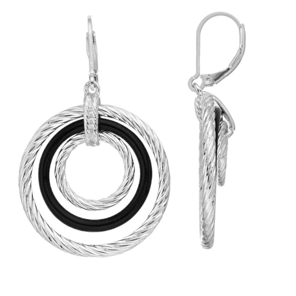 Napier Silver Orbital Drop Pendant Earrings